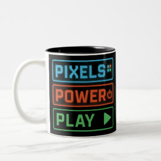 Caneca De Café Em Dois Tons Gaming Mug – Pixels Power Play Neon Coffee Cup