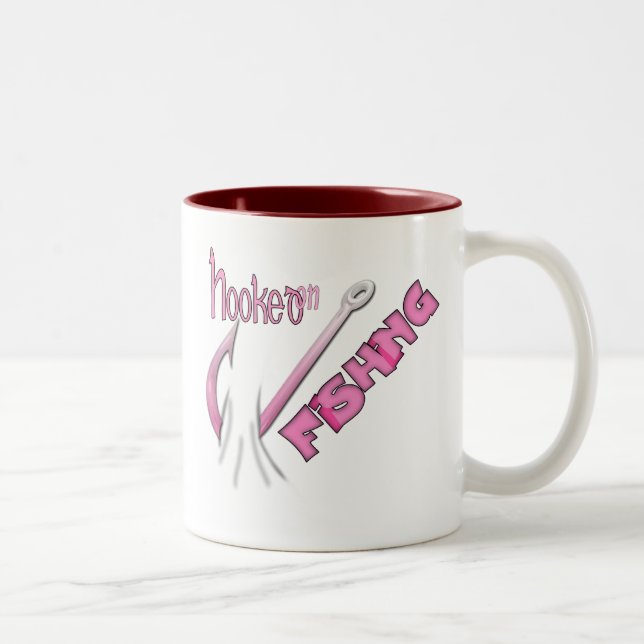 Caneca De Café Em Dois Tons Gancho De Pesca Rosa (Direita)