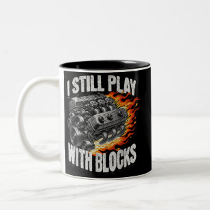 Caneca De Café Em Dois Tons Garagem de Mecânico Antigo Motor de Carro Ainda Br