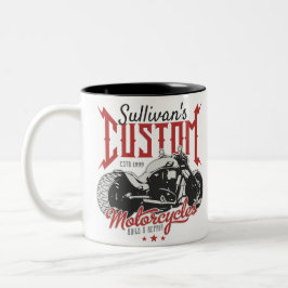 Caneca De Café Em Dois Tons Garagem de Moto Personalizada Grande e Má Motocicl