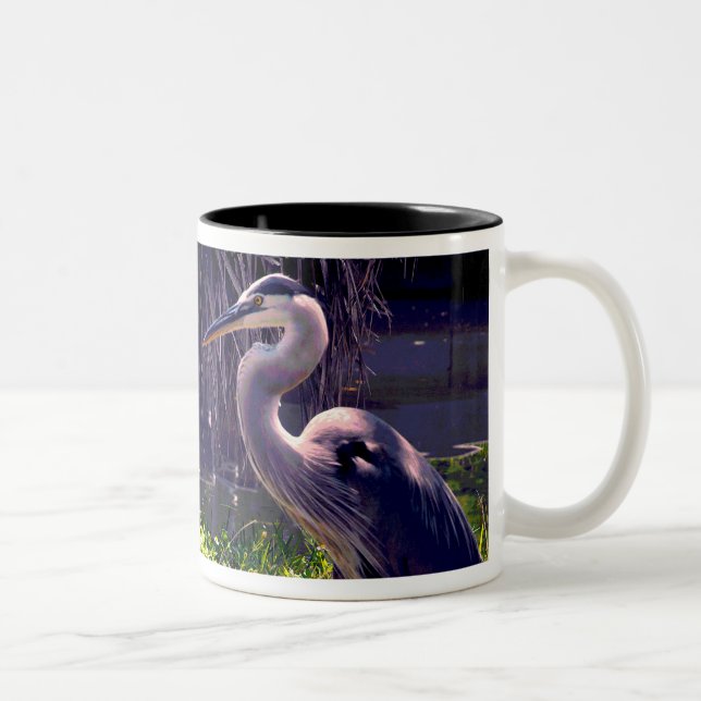 Caneca De Café Em Dois Tons Garça Azul Grande (Direita)
