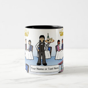 Caneca De Café Em Dois Tons Garçonete Personalizado, Cartoon de Jantar Formal