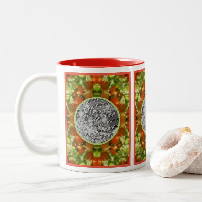 Caneca De Café Em Dois Tons Garden Cherry Tomates Natureza Adicione Sua Própri (Com Donut)