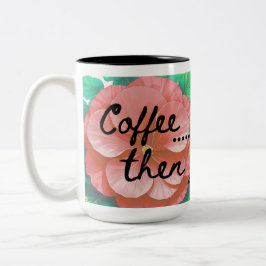 Caneca De Café Em Dois Tons Garden theme mug with flowers and tools
