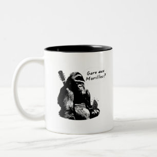 Caneca De Café Em Dois Tons GARE AUX MORILLES? (gorille, musique)