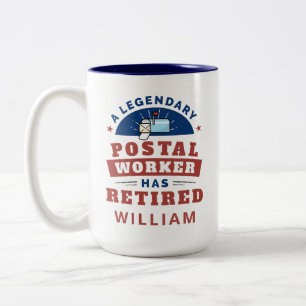 Caneca De Café Em Dois Tons Garganta de aposentadoria do trabalhador postal ap