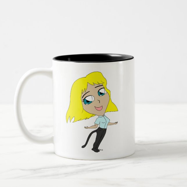 Caneca De Café Em Dois Tons garota chibi com cauda (Esquerda)