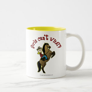 Caneca De Café Em Dois Tons Garota clara no cavalo