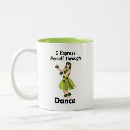Caneca De Café Em Dois Tons Garota Dançarina de Hula se Expressando Através da