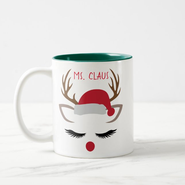 CANECA DE CAFÉ EM DOIS TONS GAROTA DE NATAL REINDEER PERIGO  (Esquerda)