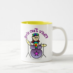 Caneca De Café Em Dois Tons Garota Drummer - Heather