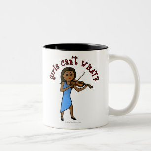 Caneca De Café Em Dois Tons Garota Escura Jogando Violino