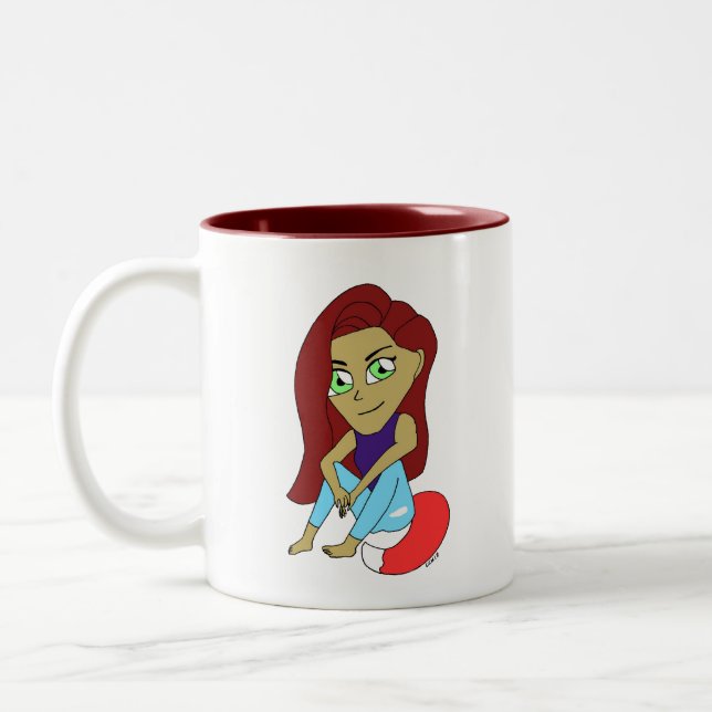 Caneca De Café Em Dois Tons garota foxi chibi (Esquerda)