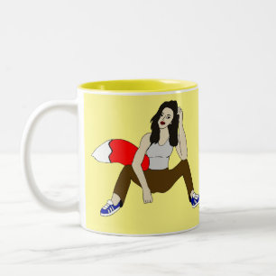 Caneca De Café Em Dois Tons garota foxy