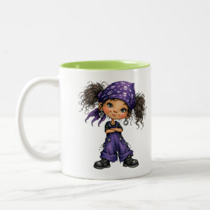 Caneca De Café Em Dois Tons Garota Gótica Fofa Roupa Roxa Arte de Desenho Anim