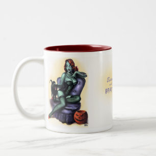 Caneca De Café Em Dois Tons Garota Zumbi de Halloween Pin Up