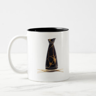 Caneca De Café Em Dois Tons Garrafa preta Dourado da causa de Kintsugi do