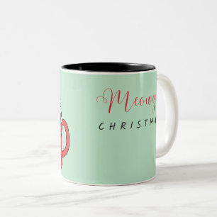 Caneca De Café Em Dois Tons gata de café engraçada de natal feliz