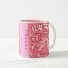 Caneca De Café Em Dois Tons gata fina com diamante