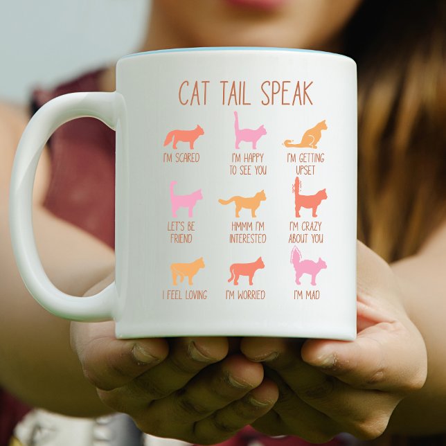 Caneca De Café Em Dois Tons Gata Gato Fala, Comunicação Engraçada (Criador carregado)
