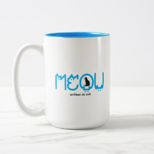 Caneca De Café Em Dois Tons Gata MEOW Mãe Minimalista Fofa