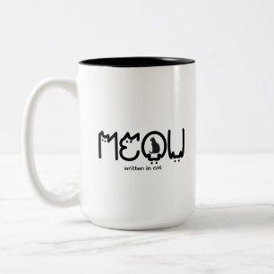 Caneca De Café Em Dois Tons Gata MEOW Mamãe Gata Minimalista