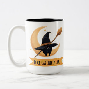 Caneca De Café Em Dois Tons Gata Preta Energia Apenas Amante de Gatos Mãe de G