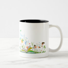 Caneca De Café Em Dois Tons Gatinho bonito lendo um livro.