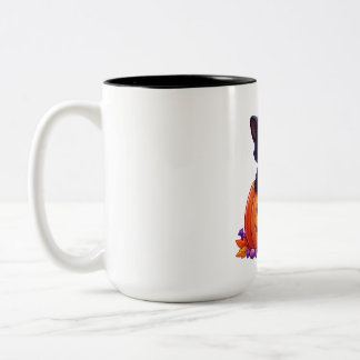 Caneca De Café Em Dois Tons Gatinho da Meia-Noite no Brilho da Abóbora