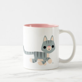 Caneca De Café Em Dois Tons Gatinho de desenho