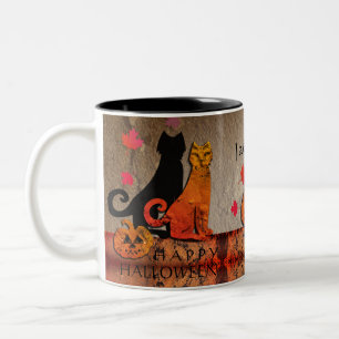 Caneca De Café Em Dois Tons Gatinho de Halloween