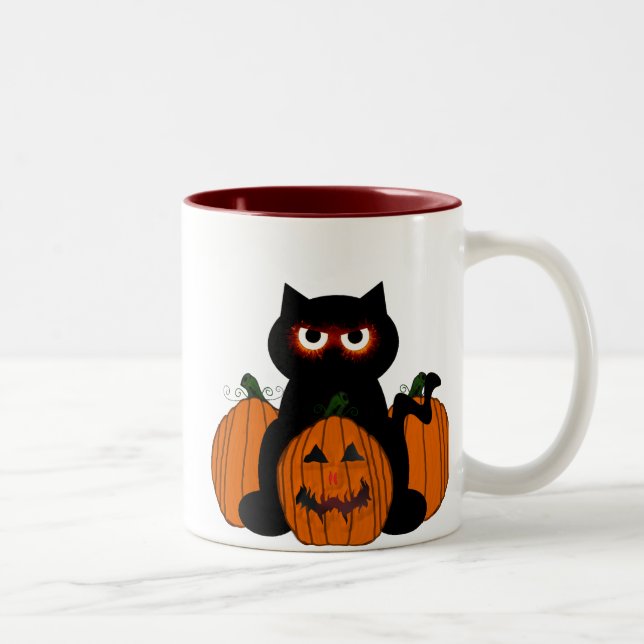 Caneca De Café Em Dois Tons Gatinho de Spoooky (Direita)