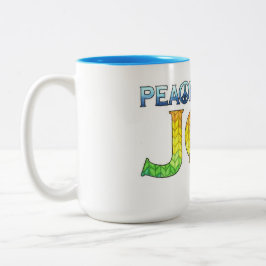 Caneca De Café Em Dois Tons Gatinho de tricô de alegria de paz personalizado