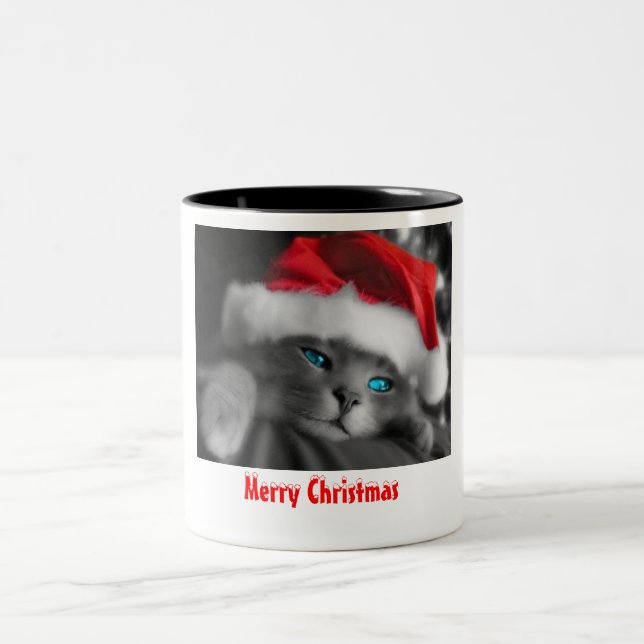 Caneca De Café Em Dois Tons Gatinho do Natal (Centro)