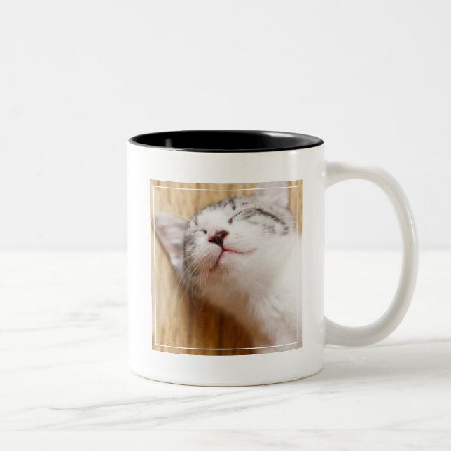 Caneca De Café Em Dois Tons Gatinho do sono (Direita)