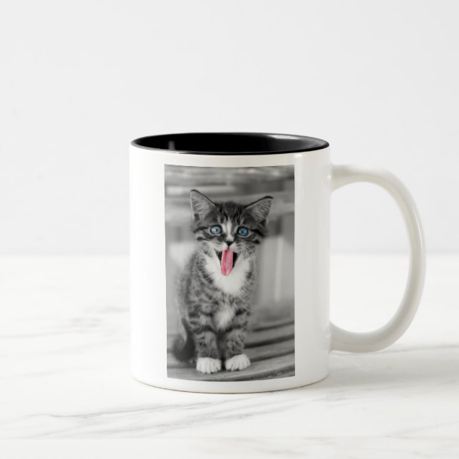 Caneca De Café Em Dois Tons Gatinho engraçado (Direita)