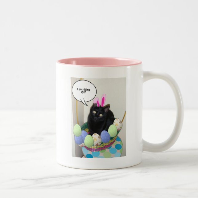 Caneca De Café Em Dois Tons Gatinho felz pascoa (Direita)