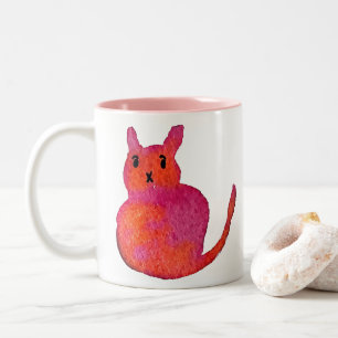 Caneca De Café Em Dois Tons Gatinho giro, rosa,