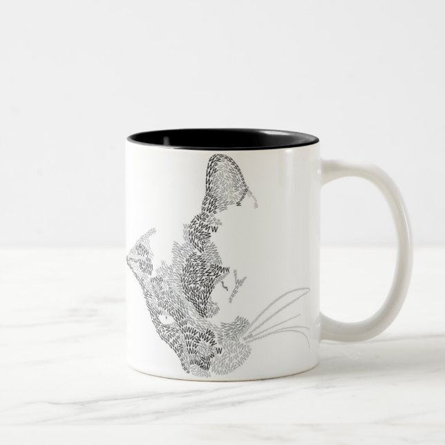 Caneca De Café Em Dois Tons Gatinho tipográfico (Direita)