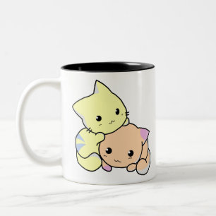 Caneca De Café Em Dois Tons Gatinhos Gatinhos de mascar de caricatura