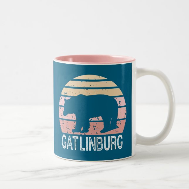 Caneca De Café Em Dois Tons Gatlinburg Tennessee Retro Bear (Direita)