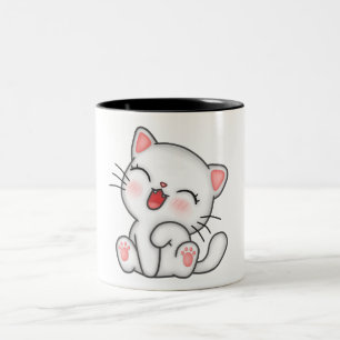 Caneca De Café Em Dois Tons Gato