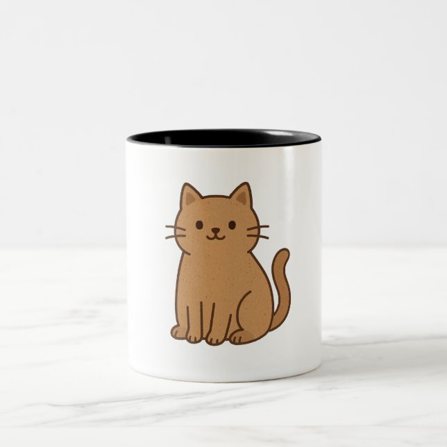 Caneca De Café Em Dois Tons Gato (Centro)