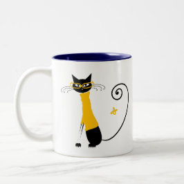 Caneca De Café Em Dois Tons Gato Amarelo - Mug