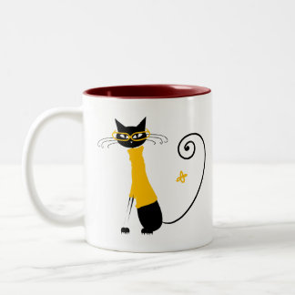 Caneca De Café Em Dois Tons Gato Amarelo - Mug