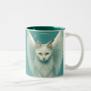 Caneca De Café Em Dois Tons gato angelical