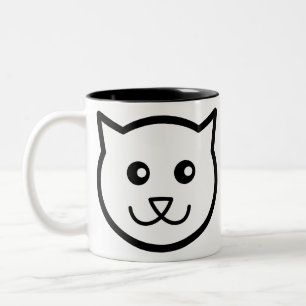 Caneca De Café Em Dois Tons Gato Animal Face Gatinho Pet Happy