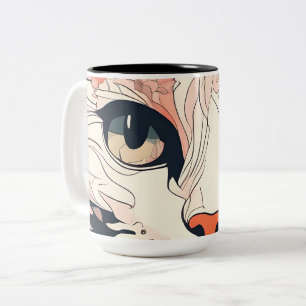 Caneca De Café Em Dois Tons Gato Artístico