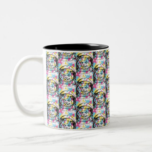 Caneca De Café Em Dois Tons Gato Astronauta (Esquerda)