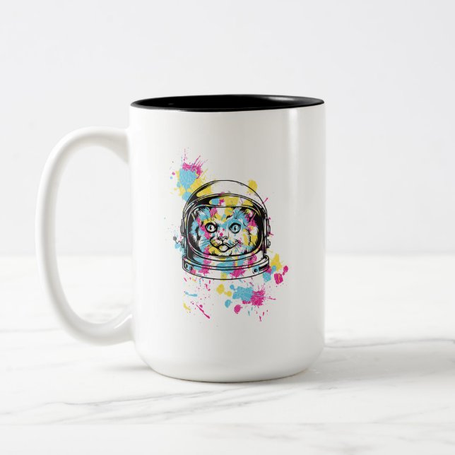 Caneca De Café Em Dois Tons Gato Astronauta (Esquerda)
